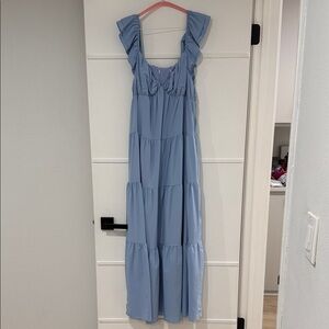 Source Unknown Light Blue Tiered Maxi Dress